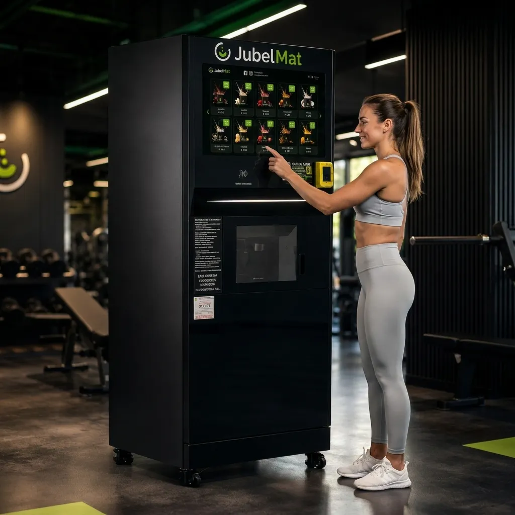 Sportlerin wählt ihren Shake am Touchdisplay